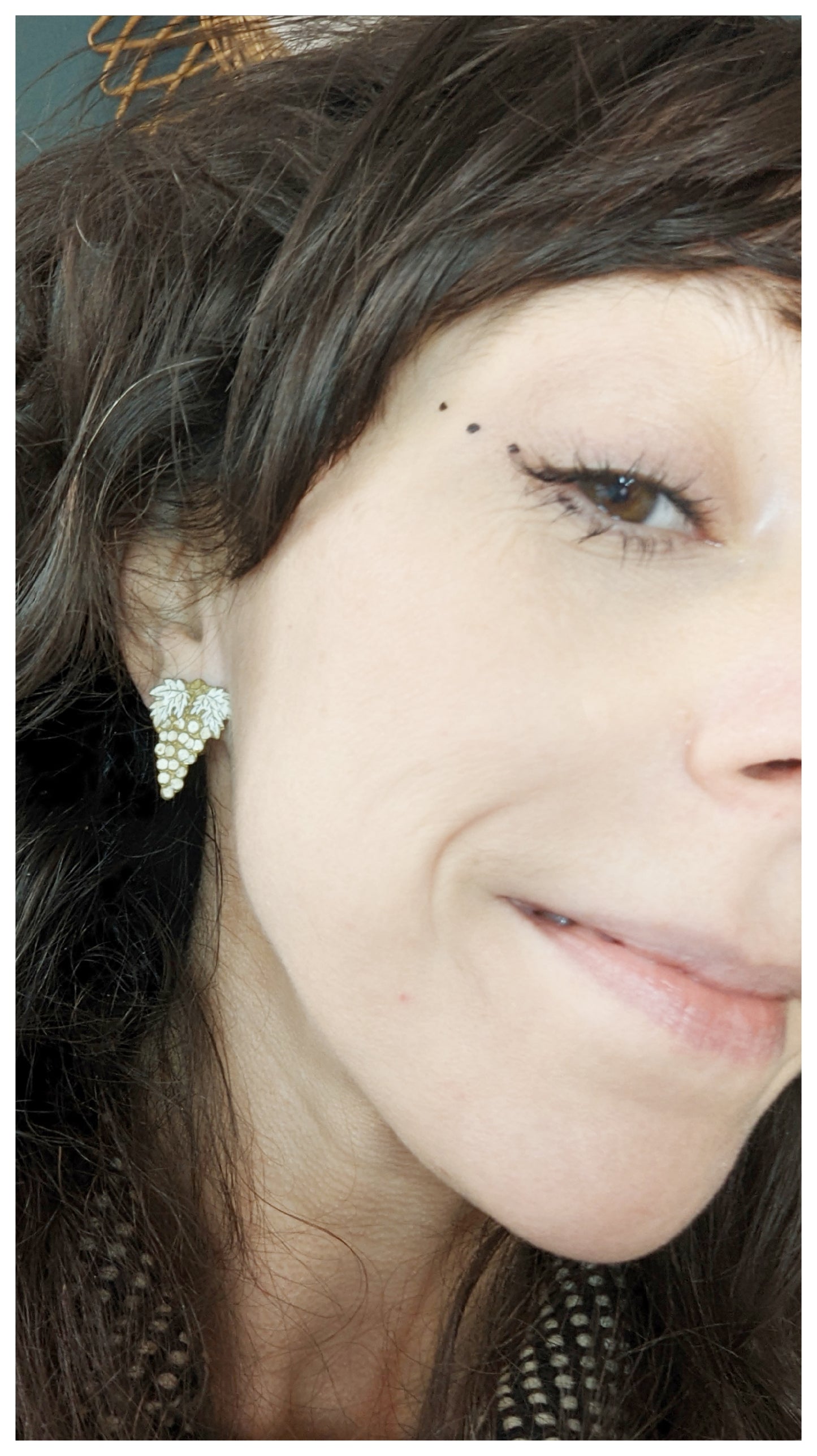 Boucles clips grappe de raisons crème 50s