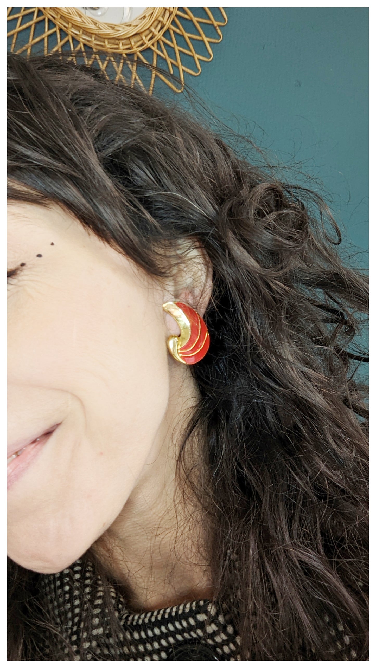 Boucles clips flamme rouge 80s