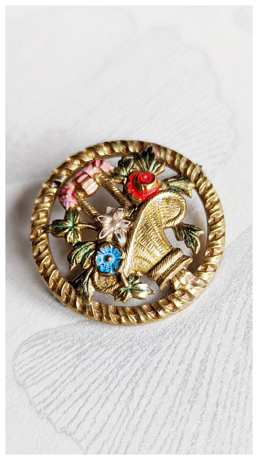 Broche panier à fleurs 40's