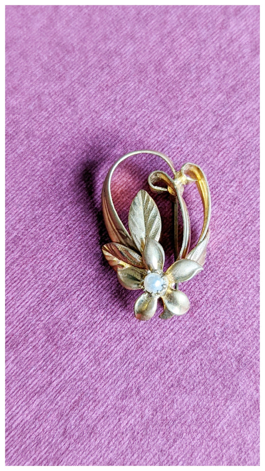 Broche fleurs et strass 60's