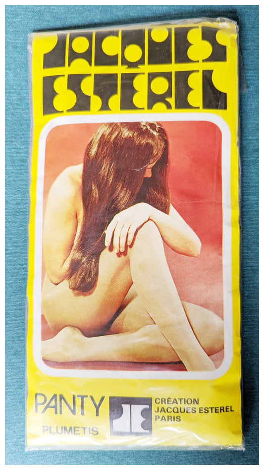 Bas collant gris clair à pois 70s