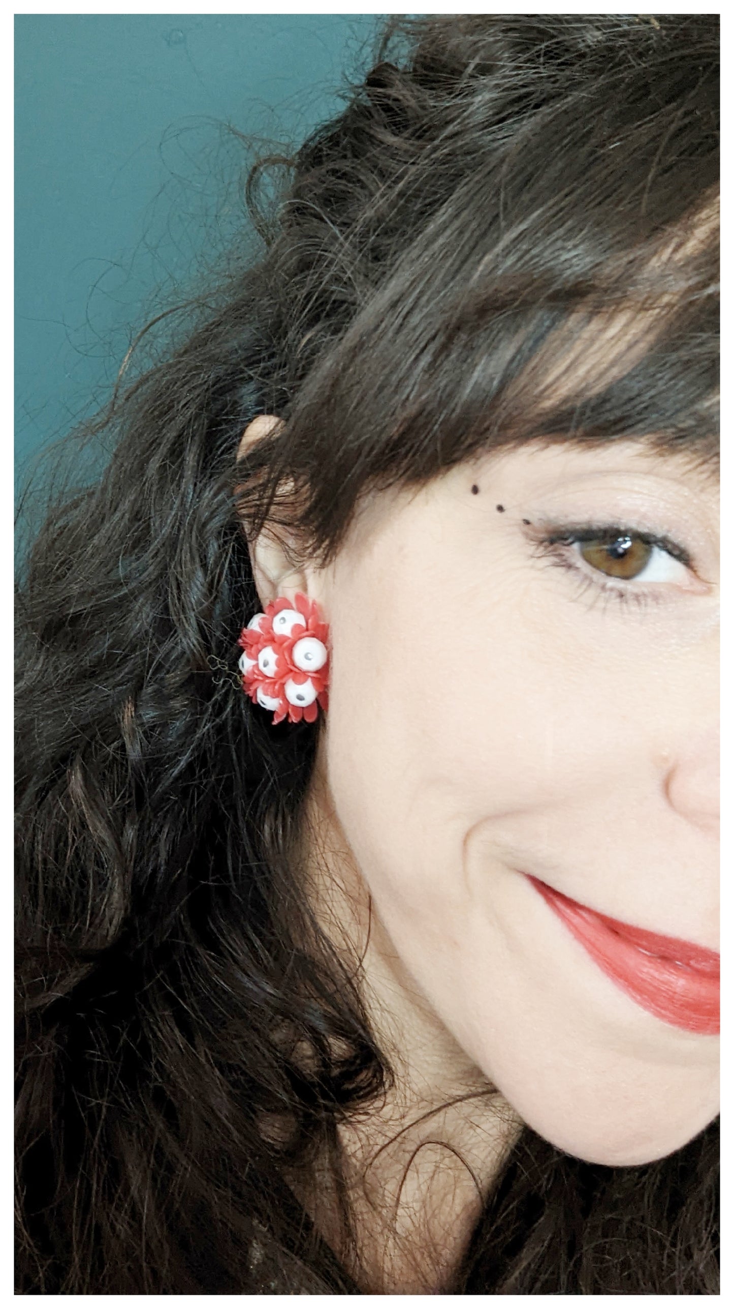 Boucles clips bouquet de fleurs 60s