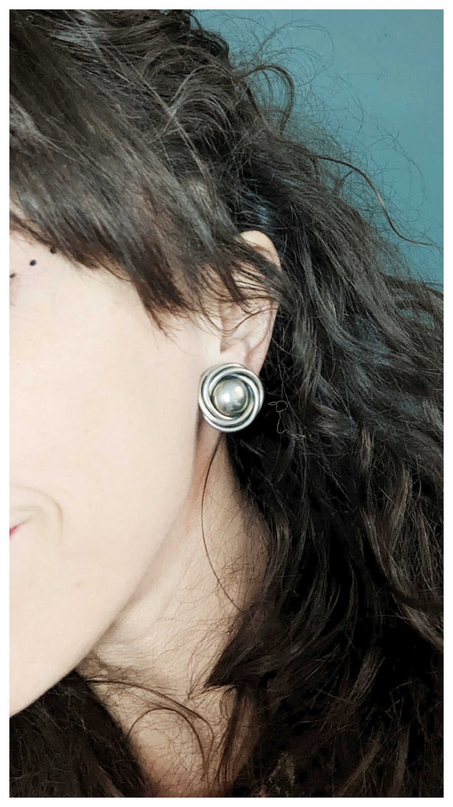 Boucles clips sphère argentée 90s