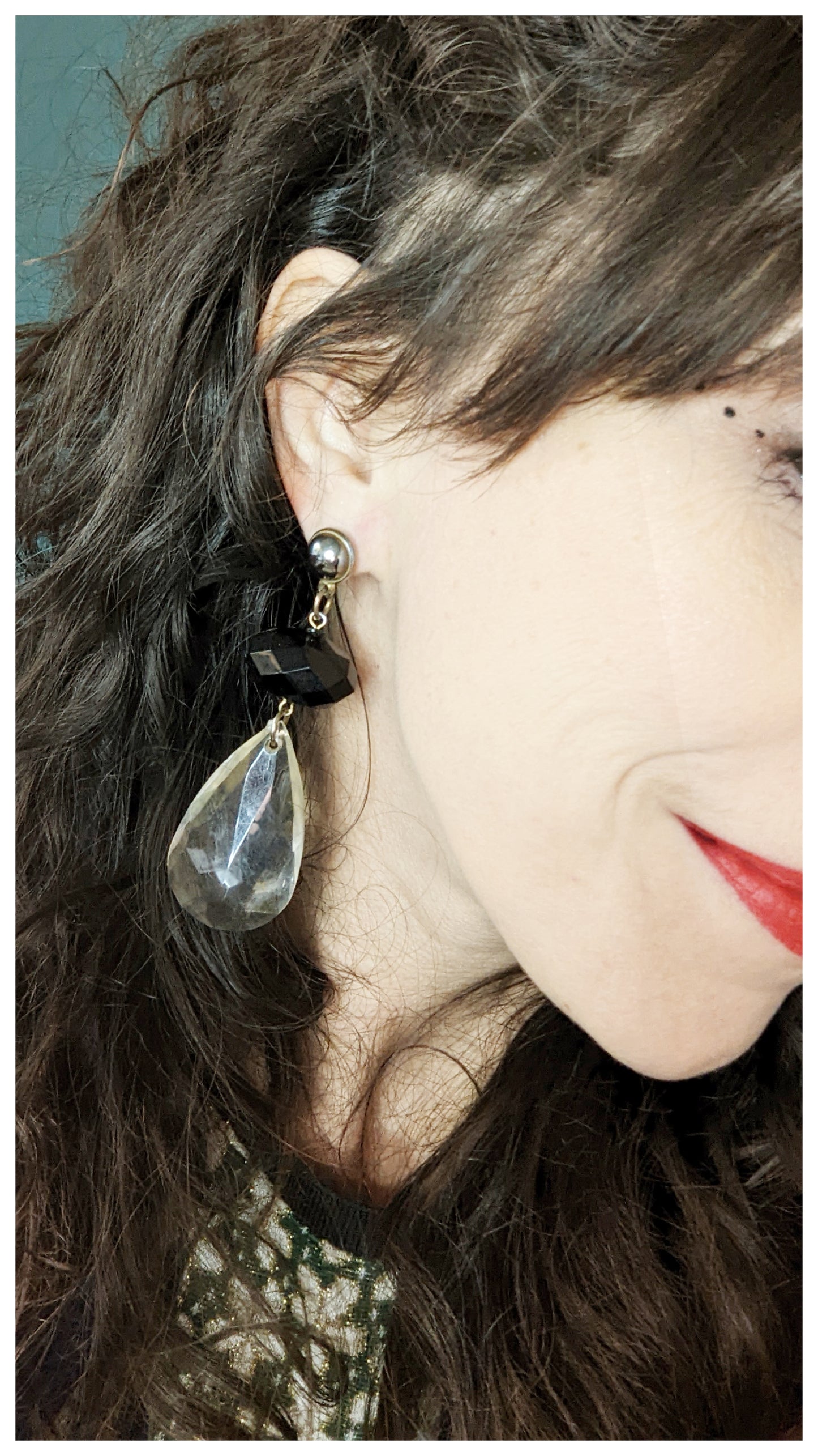 Boucles goutes transparentes 60s
