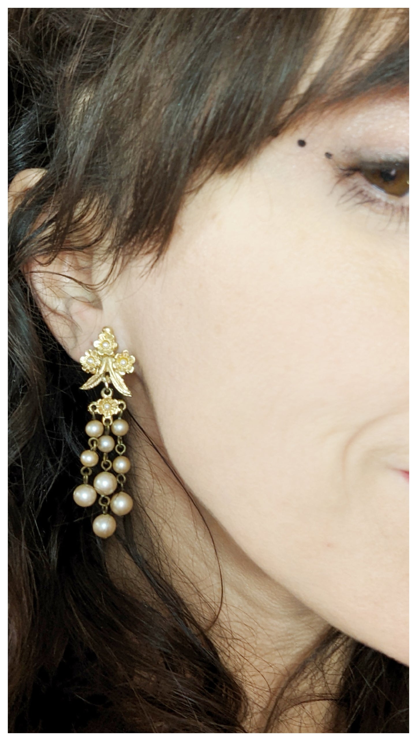 Boucles clips rivière de perles 50s
