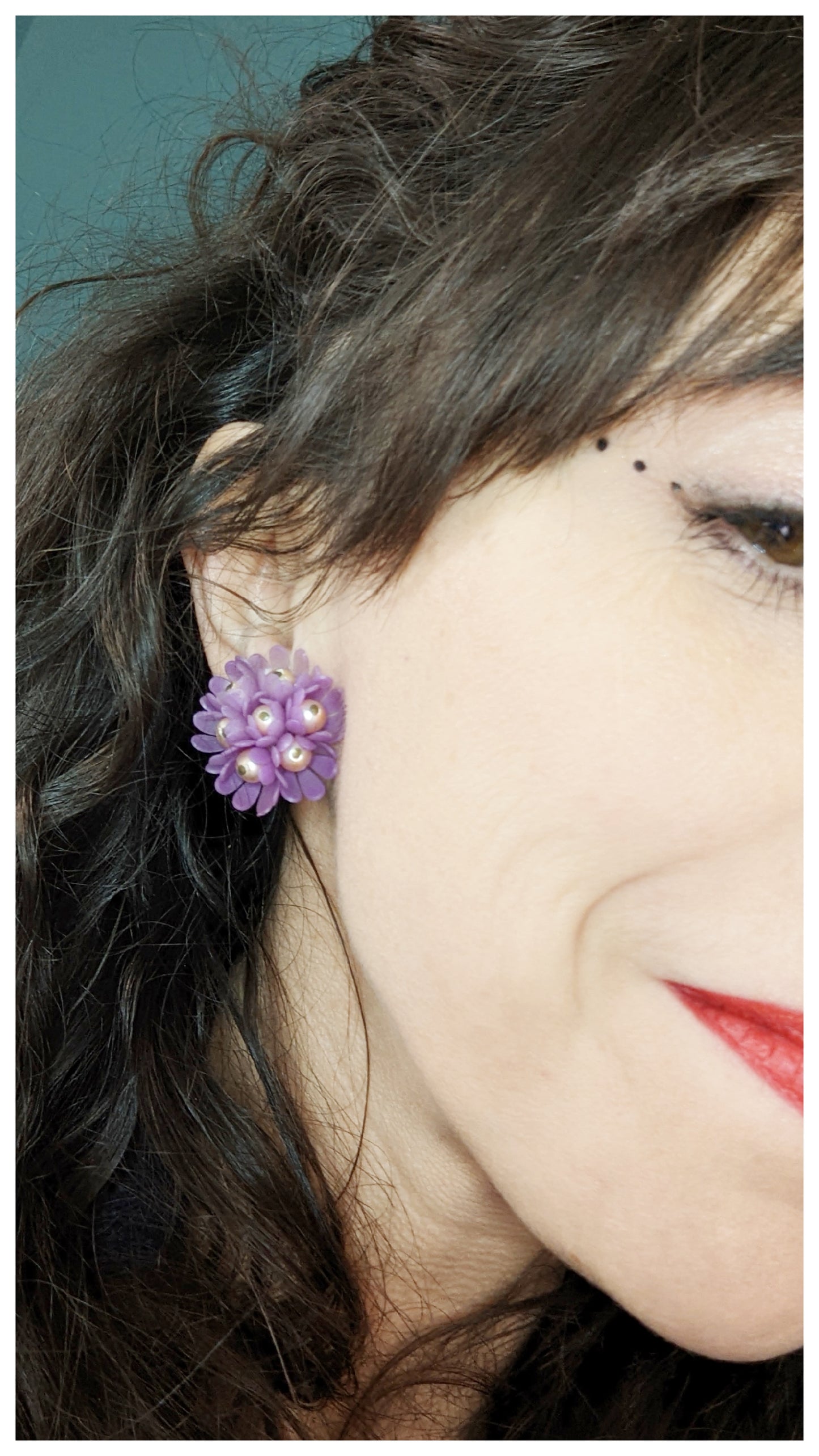 Boucles clips bouquet de fleurs 60s