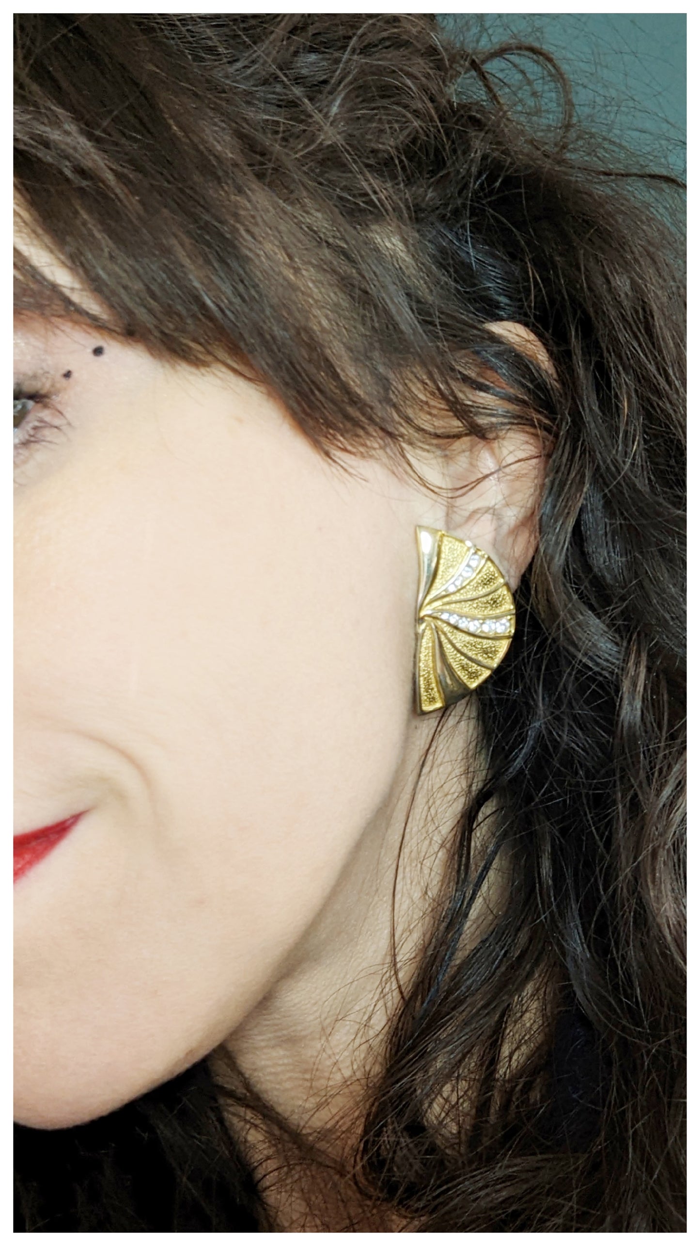 Boucles clips lune et strass 90s