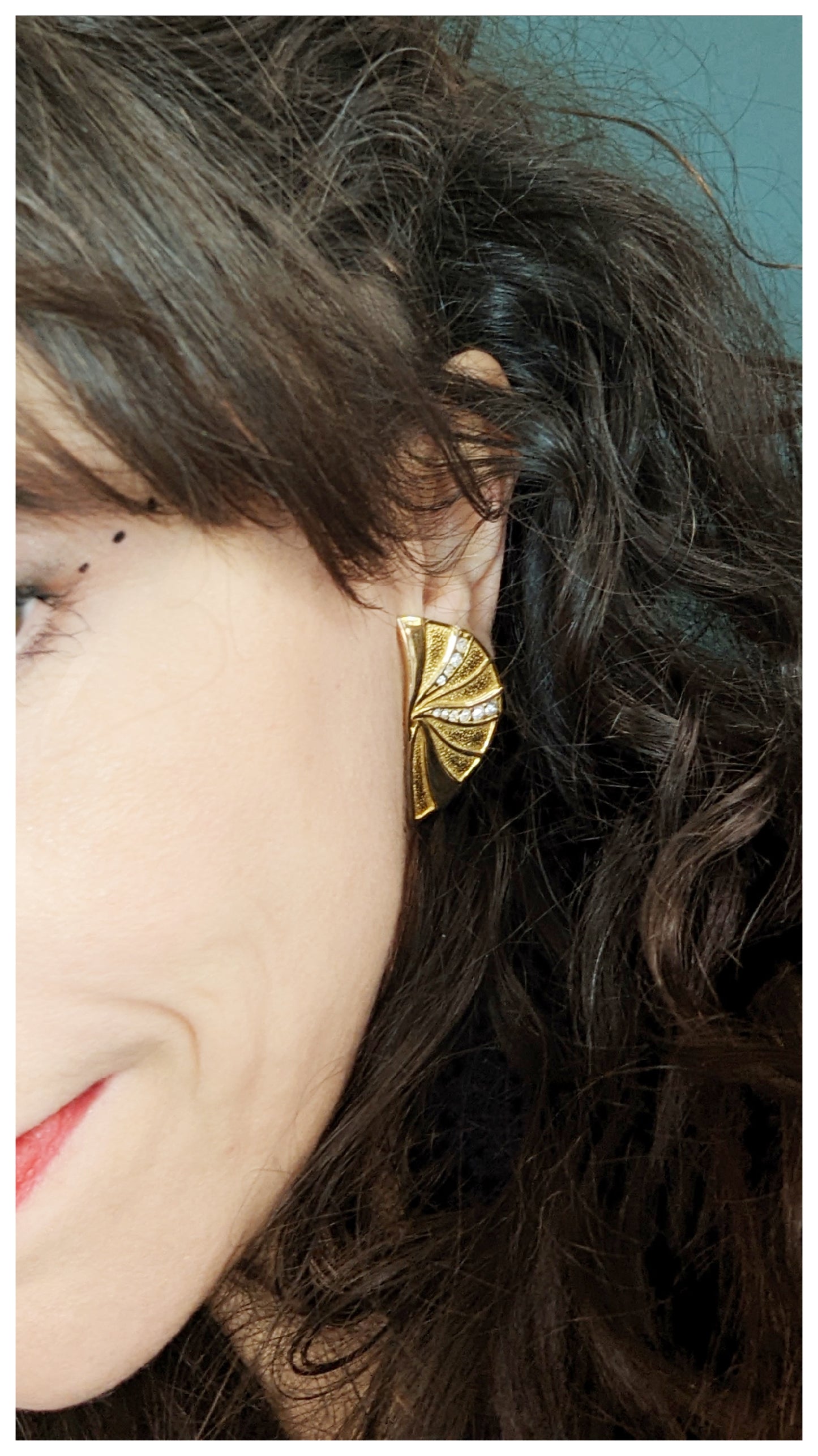 Boucles clips lune et strass 90s