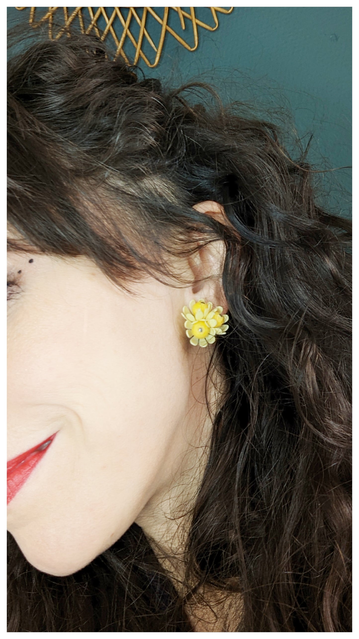 Boucles clips bouquet de fleurs 60s
