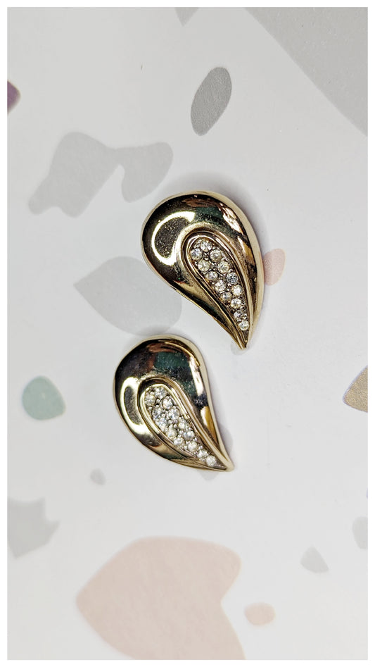 Boucles clips gouttes et strass 90s