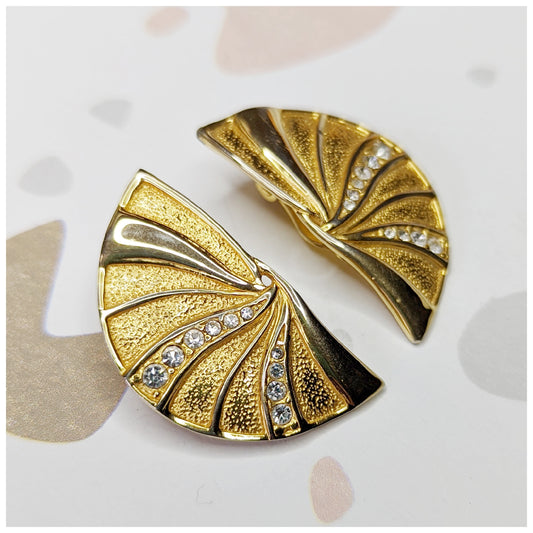 Boucles clips lune et strass 90s