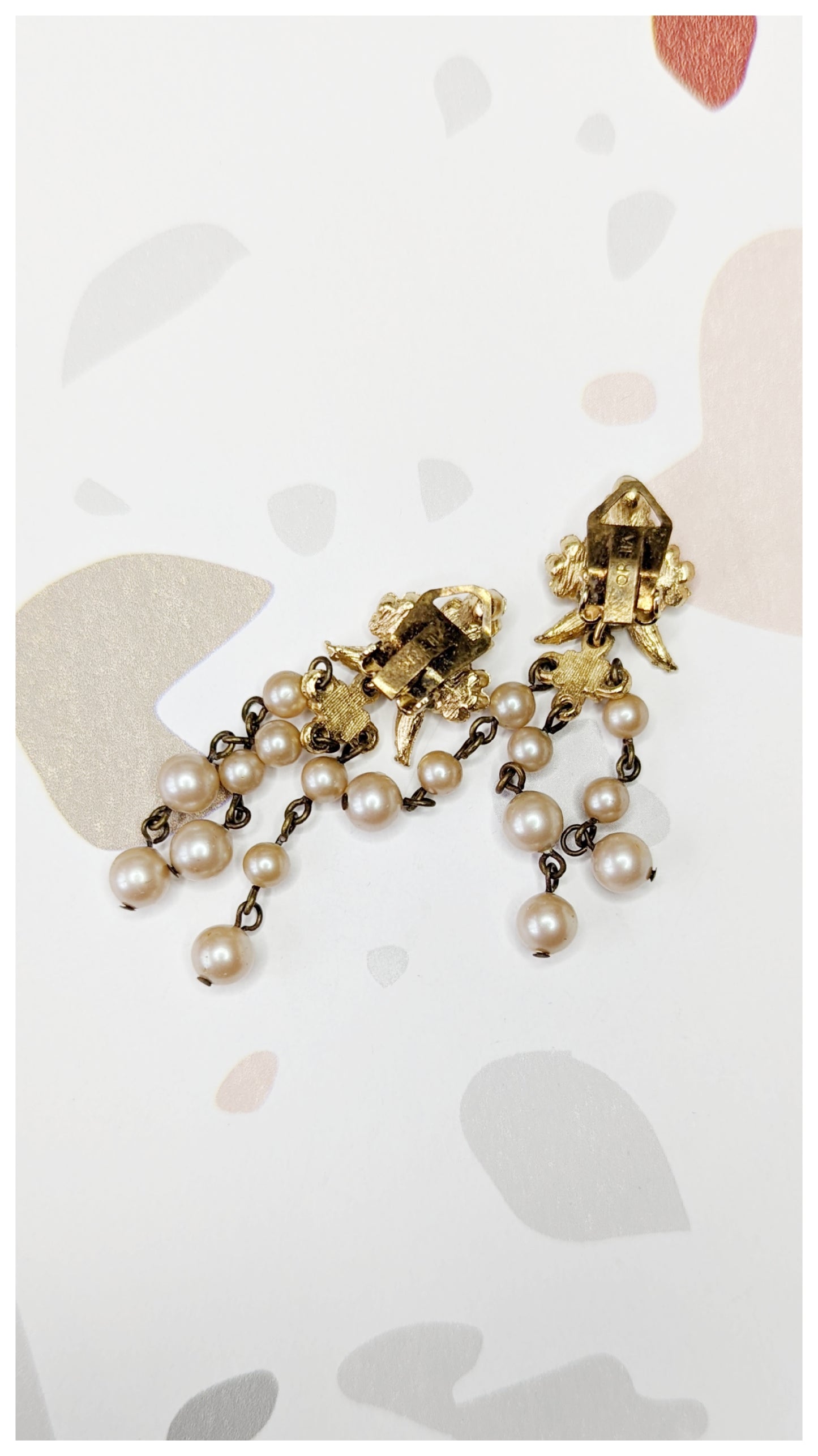 Boucles clips rivière de perles 50s