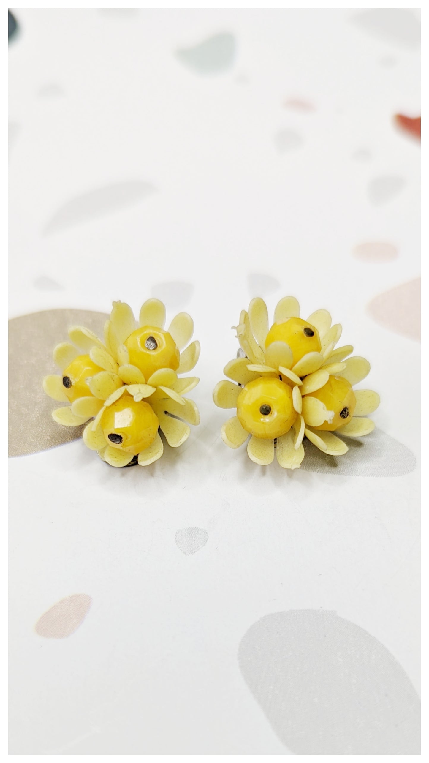 Boucles clips bouquet de fleurs 60s