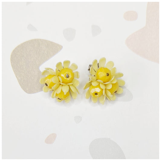 Boucles clips bouquet de fleurs 60s