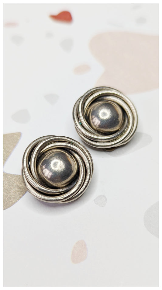 Boucles clips sphère argentée 90s