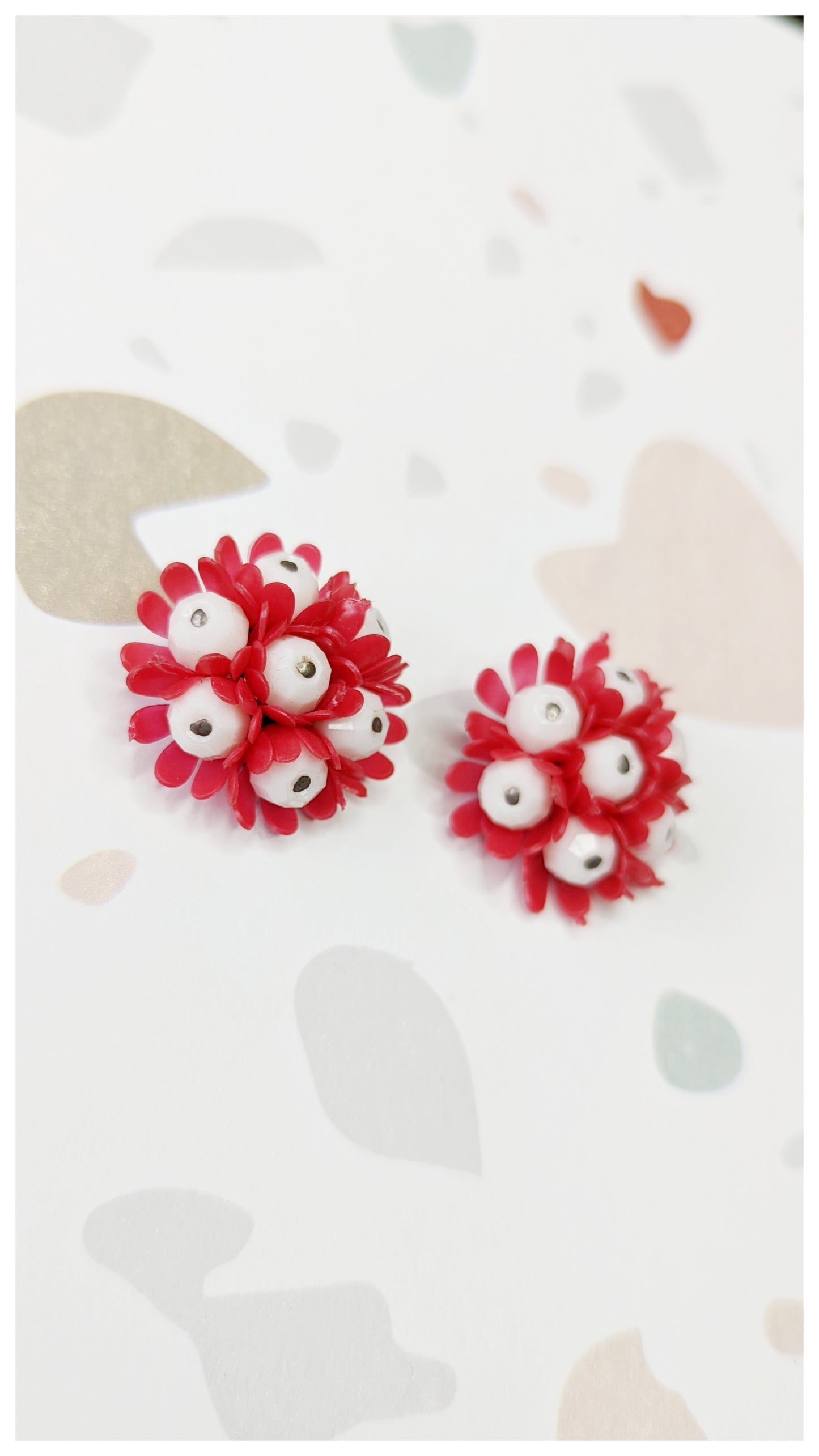 Boucles clips bouquet de fleurs 60s