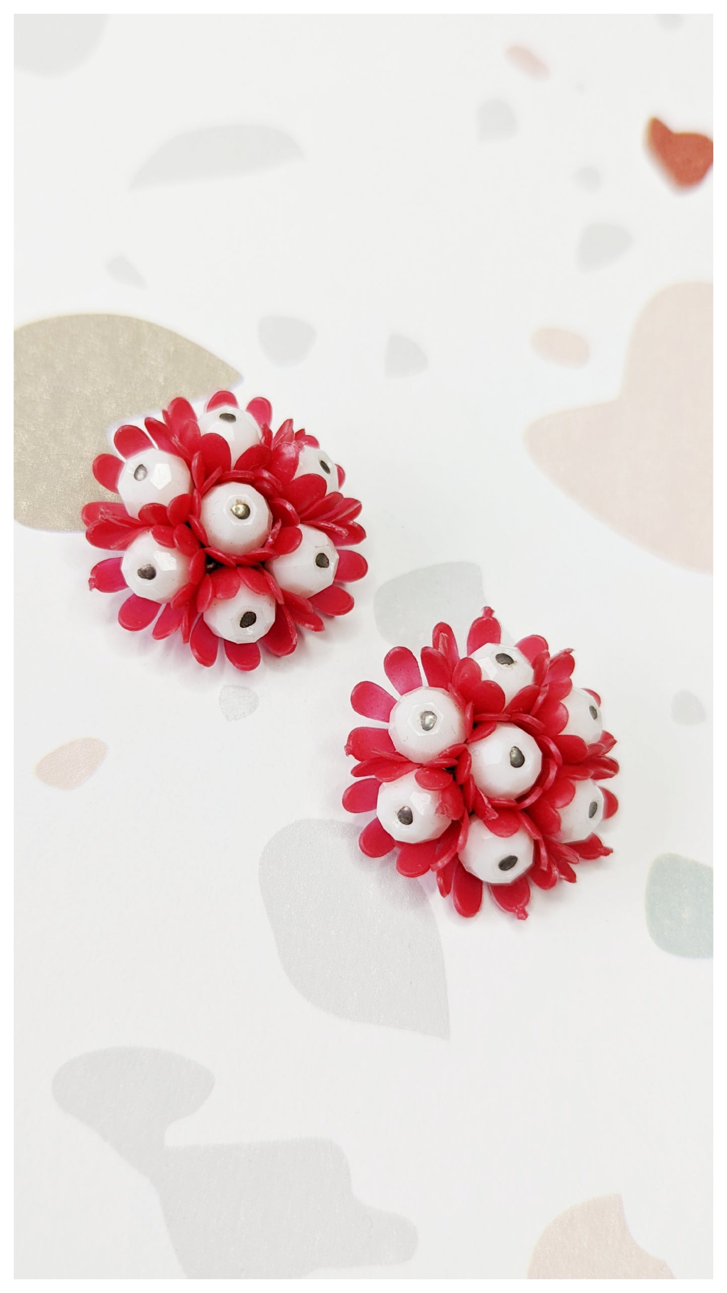 Boucles clips bouquet de fleurs 60s