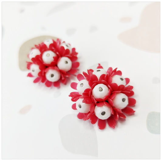 Boucles clips bouquet de fleurs 60s