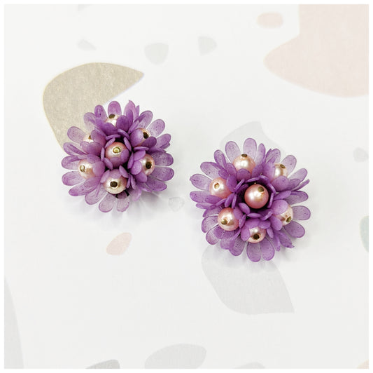 Boucles clips bouquet de fleurs 60s