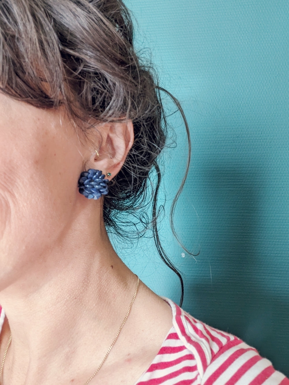 Boucles clips tricolores 60s