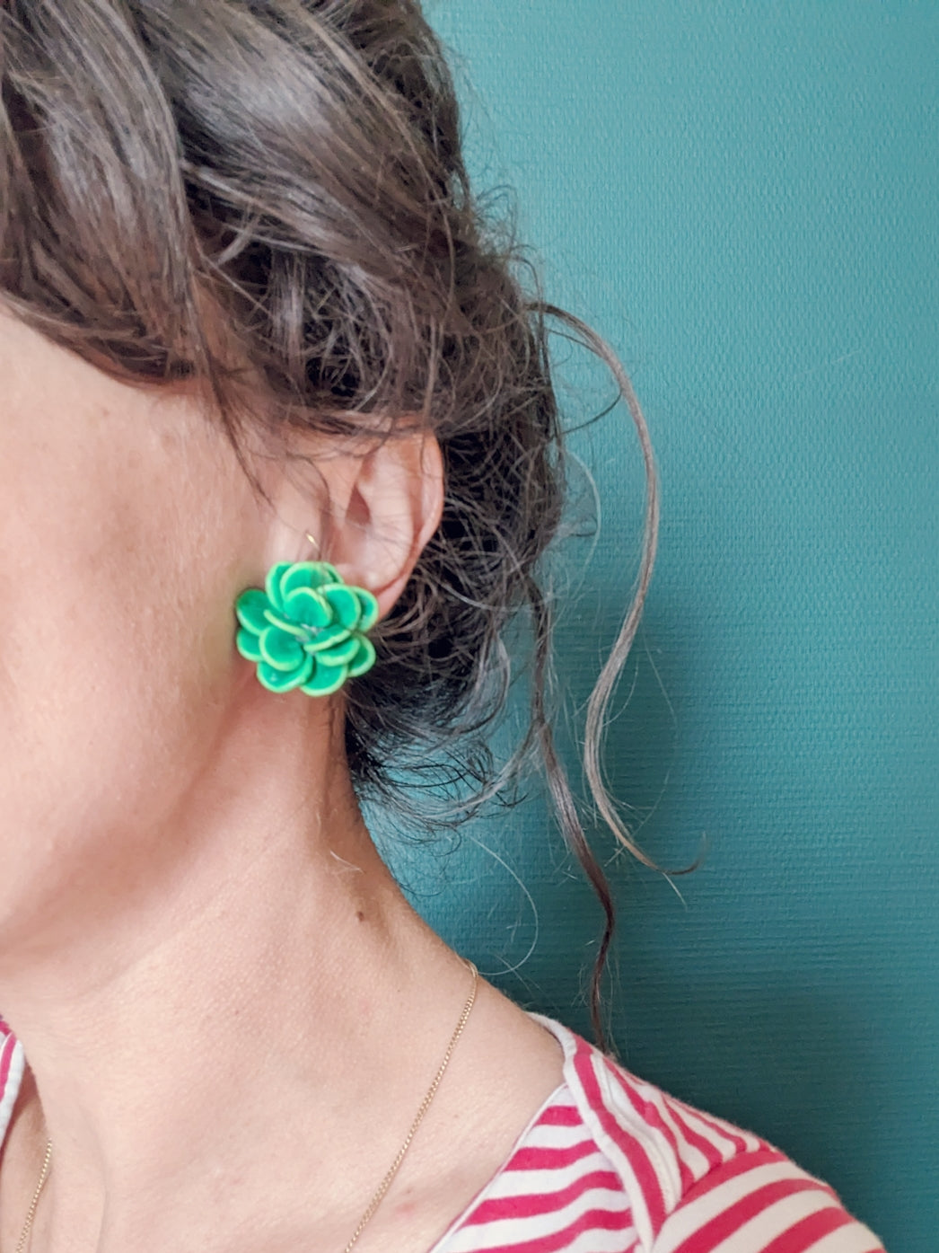 Boucles clips fleur porcelaine 60s