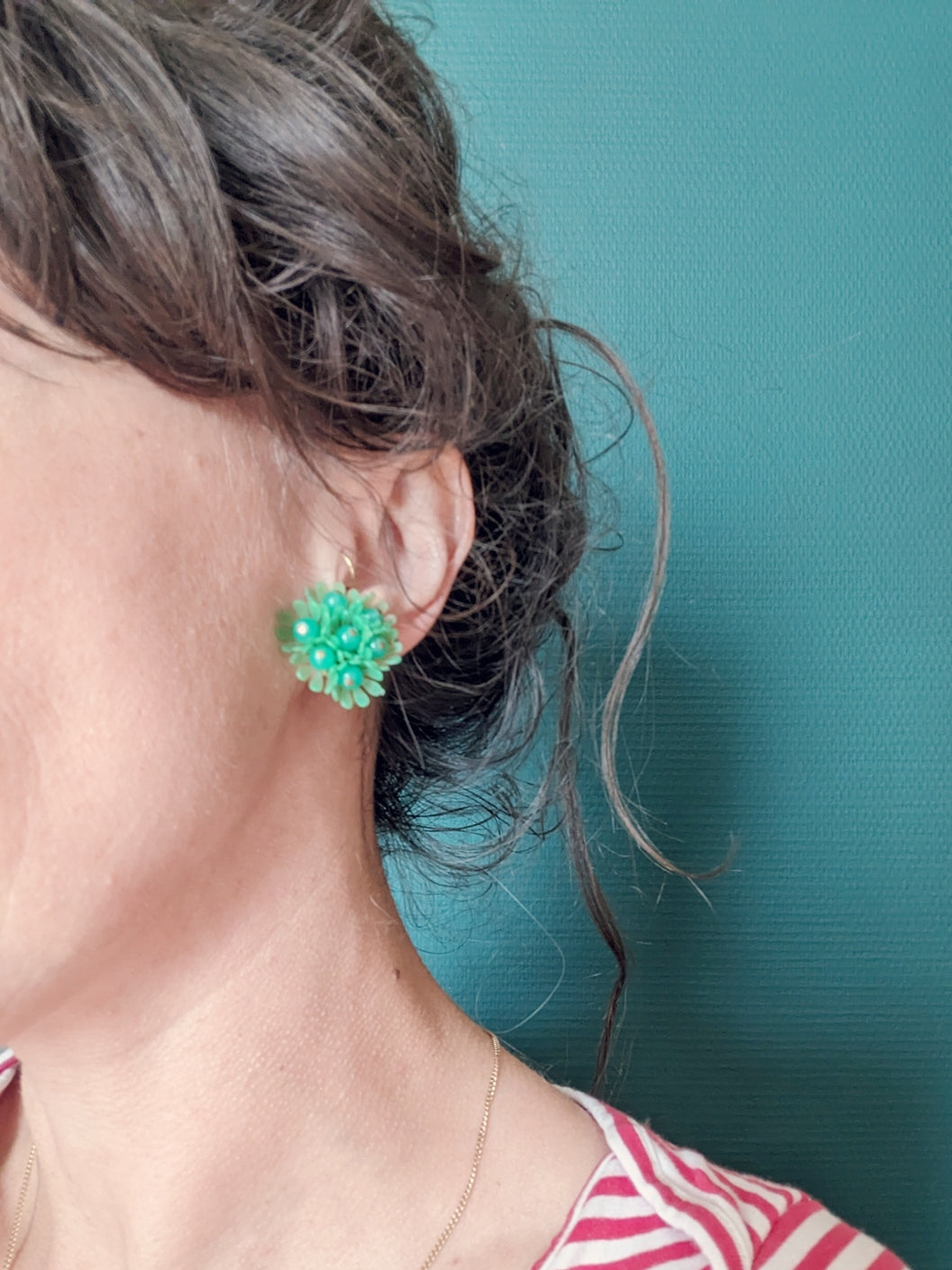 Boucles clips bouquet de fleurs 60s