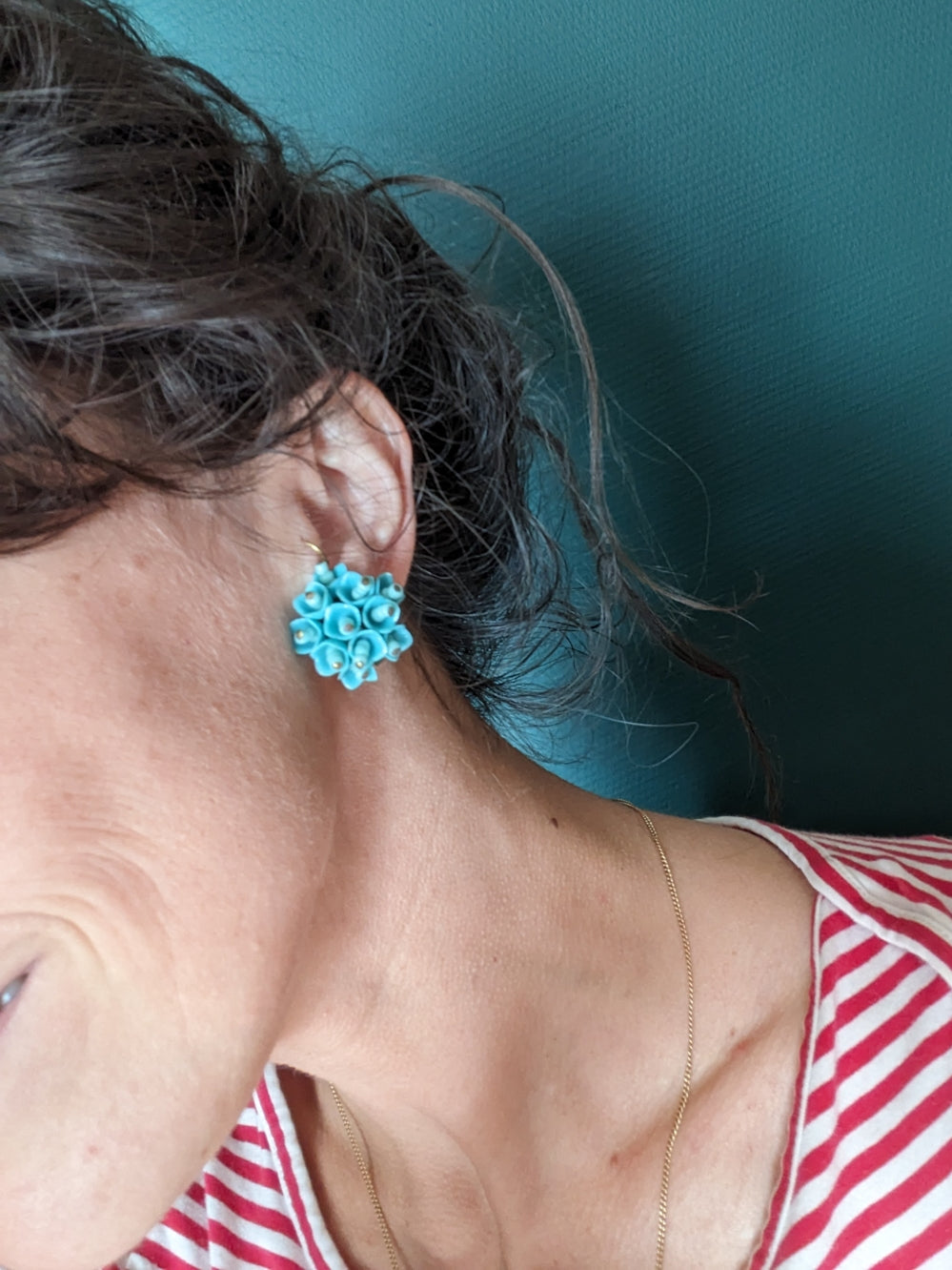 Boucles clips bouquet de fleurs 60s