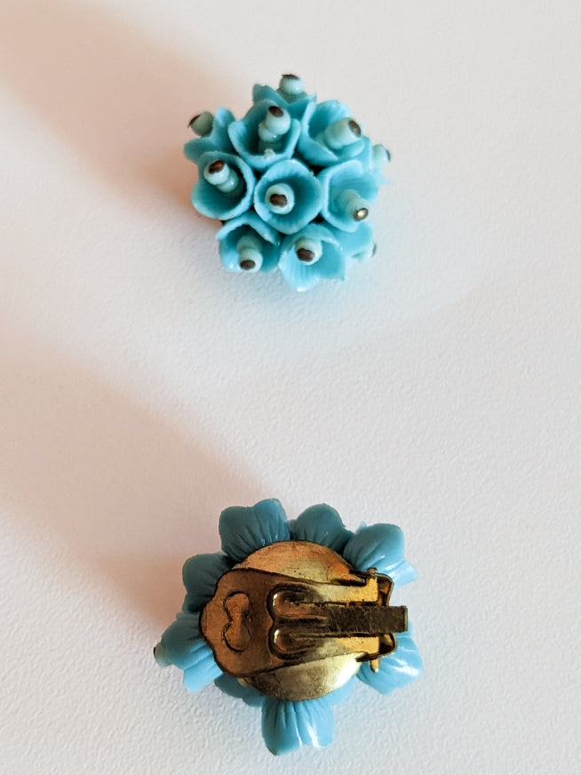 Boucles clips bouquet de fleurs 60s