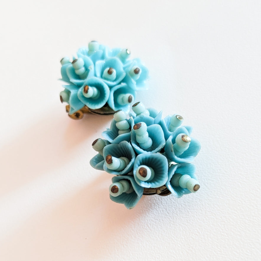 Boucles clips bouquet de fleurs 60s