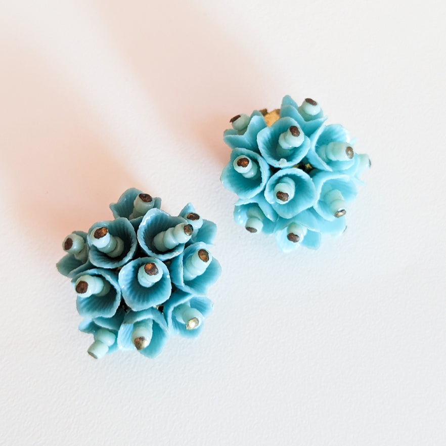 Boucles clips bouquet de fleurs 60s