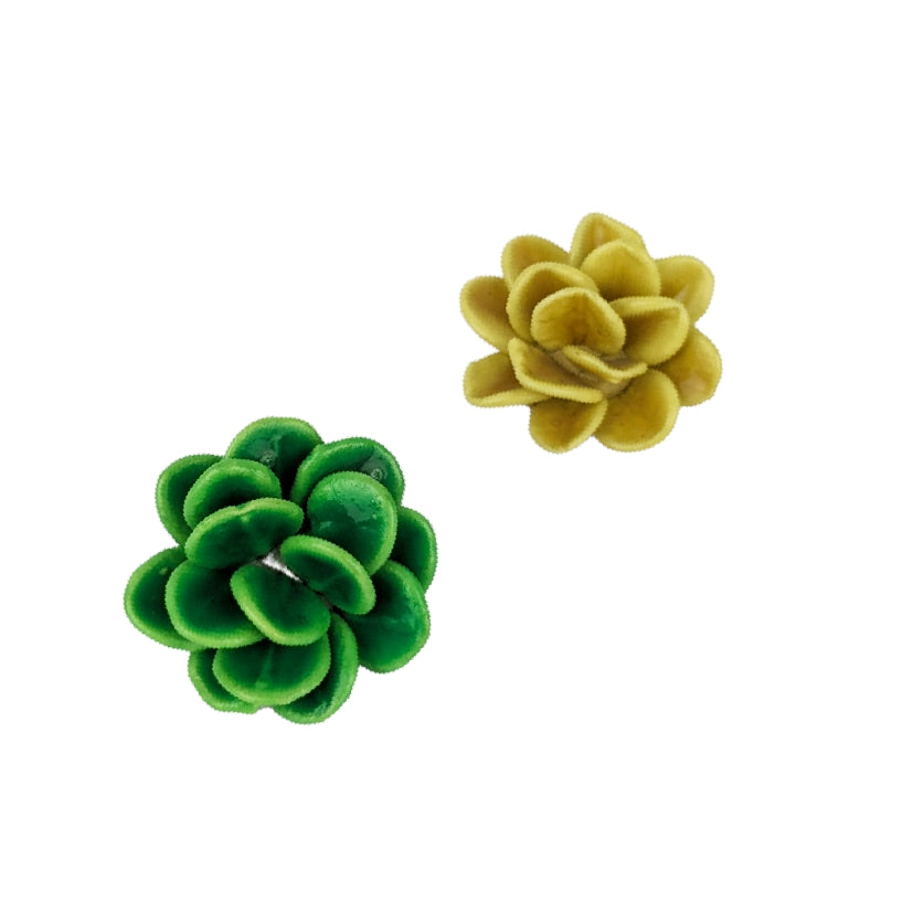 Boucles clips fleur porcelaine 60s