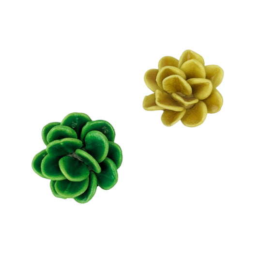 Boucles clips fleur porcelaine 60s