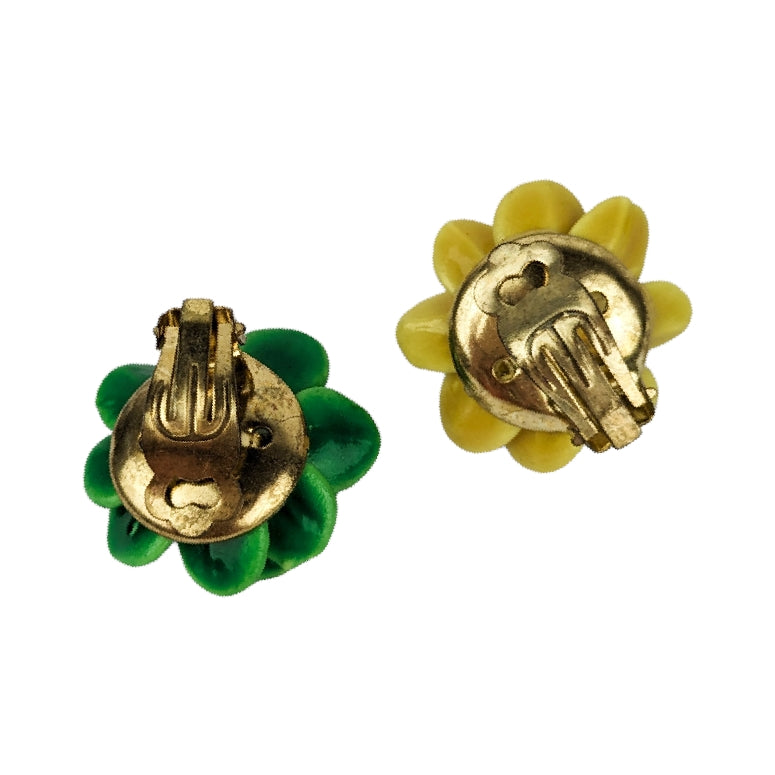 Boucles clips fleur porcelaine 60s