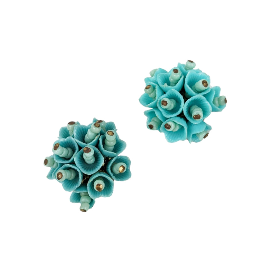 Boucles clips bouquet de fleurs 60s