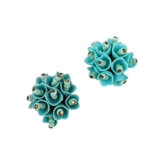 Boucles clips bouquet de fleurs 60s