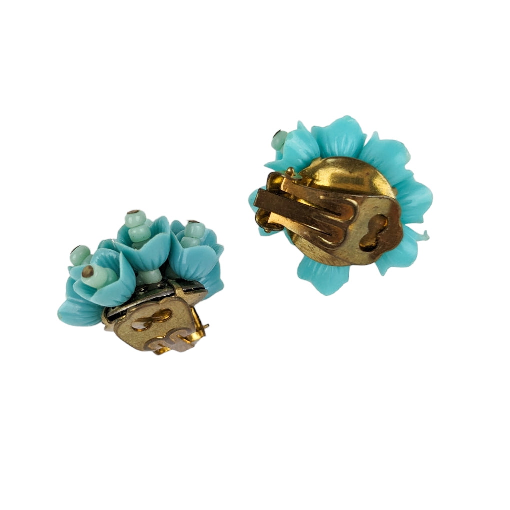 Boucles clips bouquet de fleurs 60s