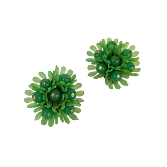 Boucles clips bouquet de fleurs 60s