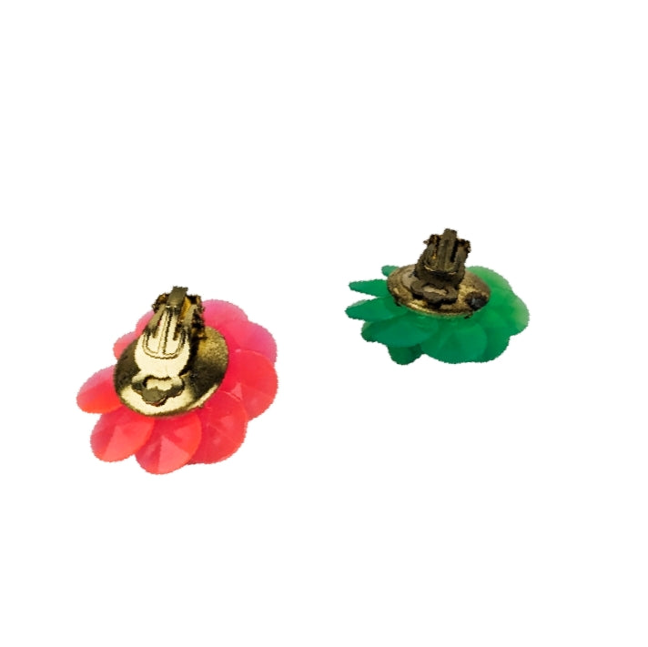 Boucles clips fleurs bicolores 60s