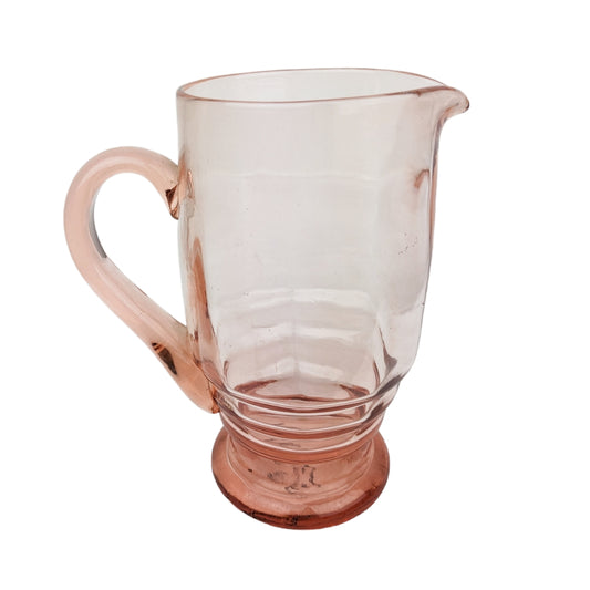 Carafe en verre rose 80s