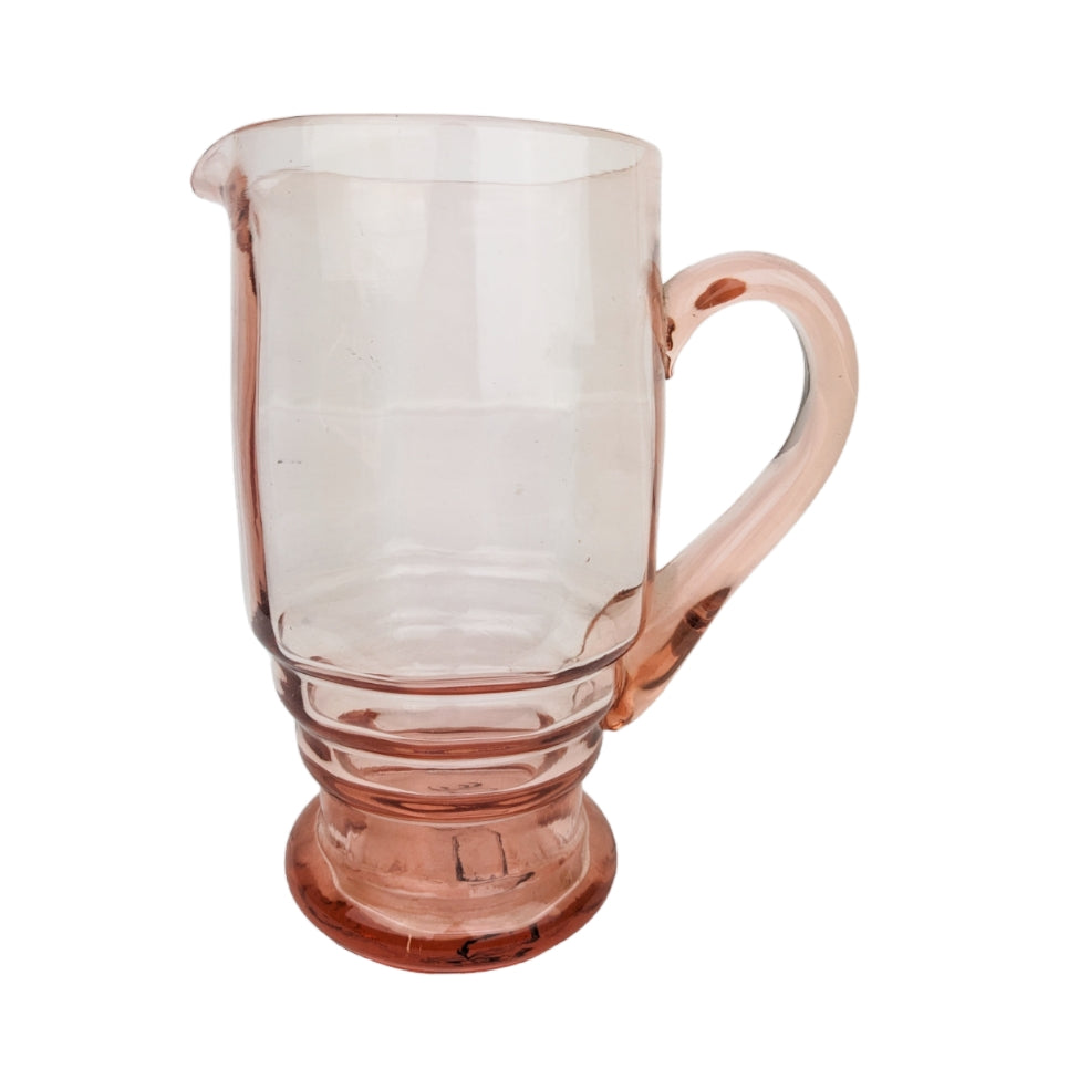 Carafe en verre rose 80s