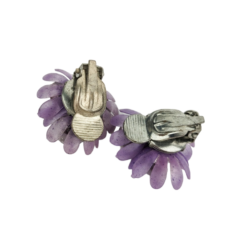 Boucles clips bouquet de fleurs 60s