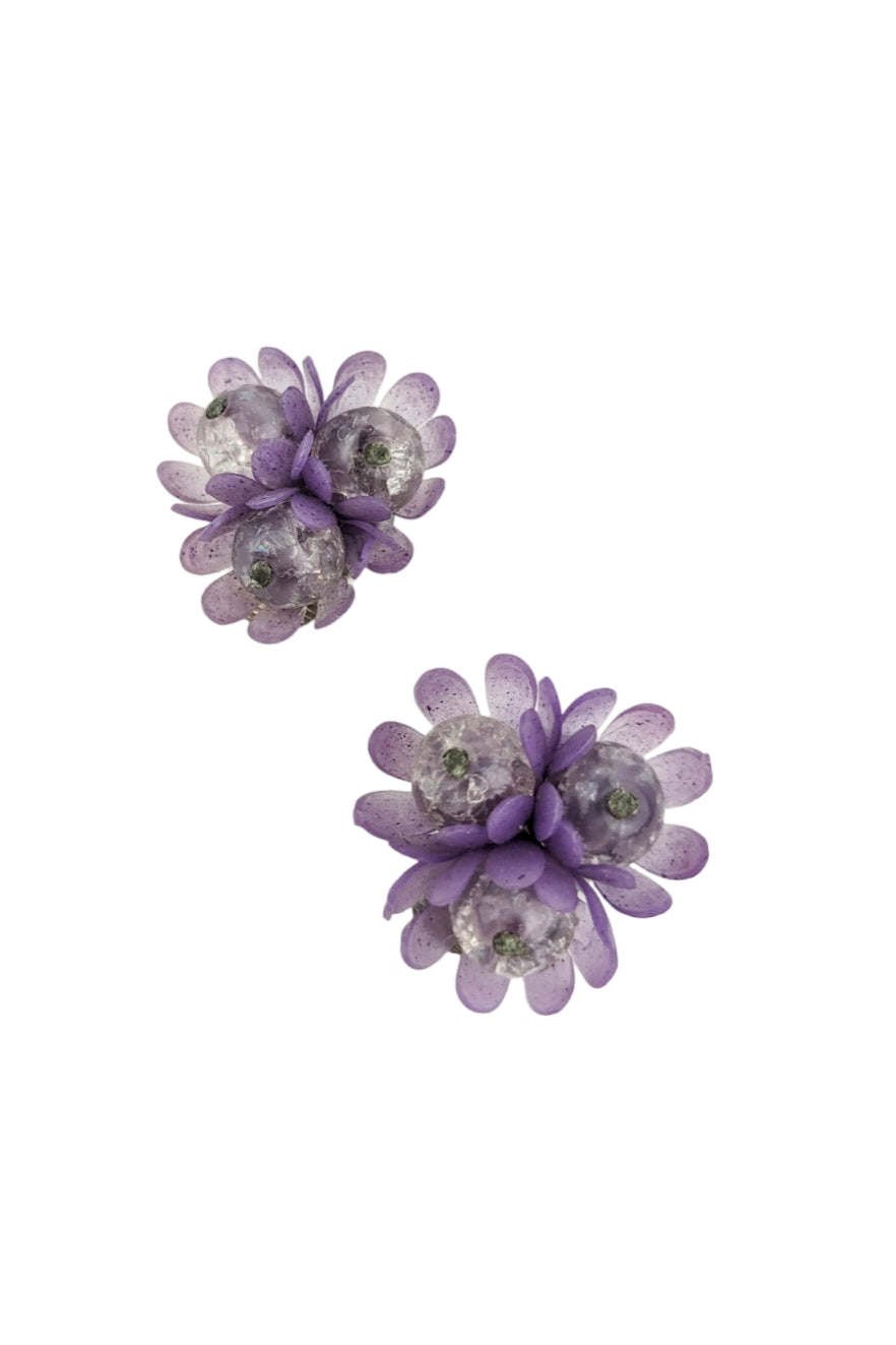 Boucles clips bouquet de fleurs 60s