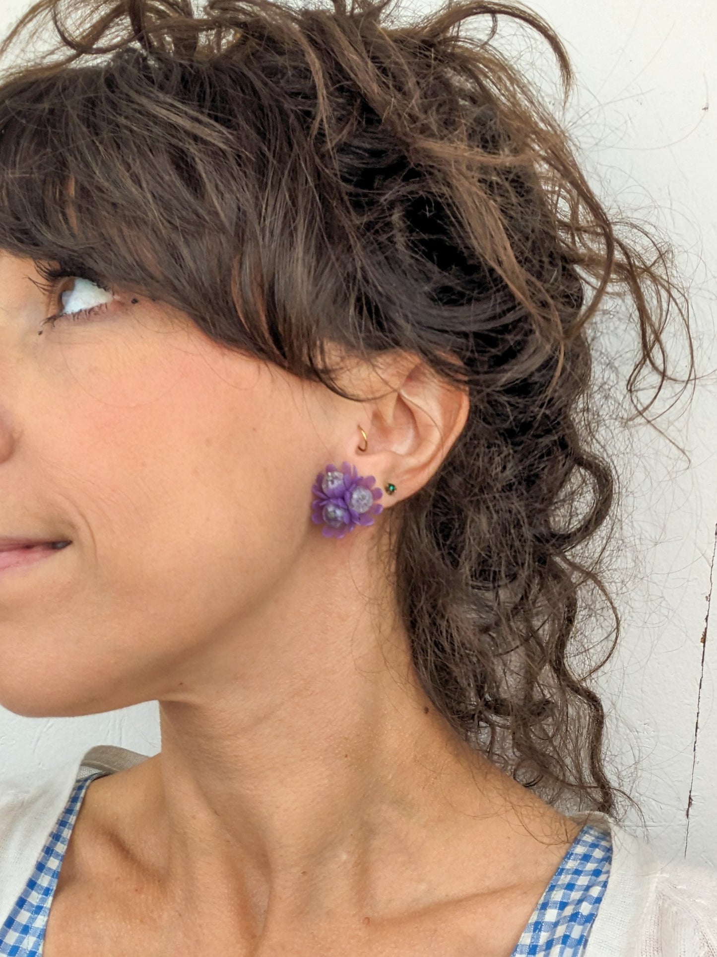 Boucles clips bouquet de fleurs 60s