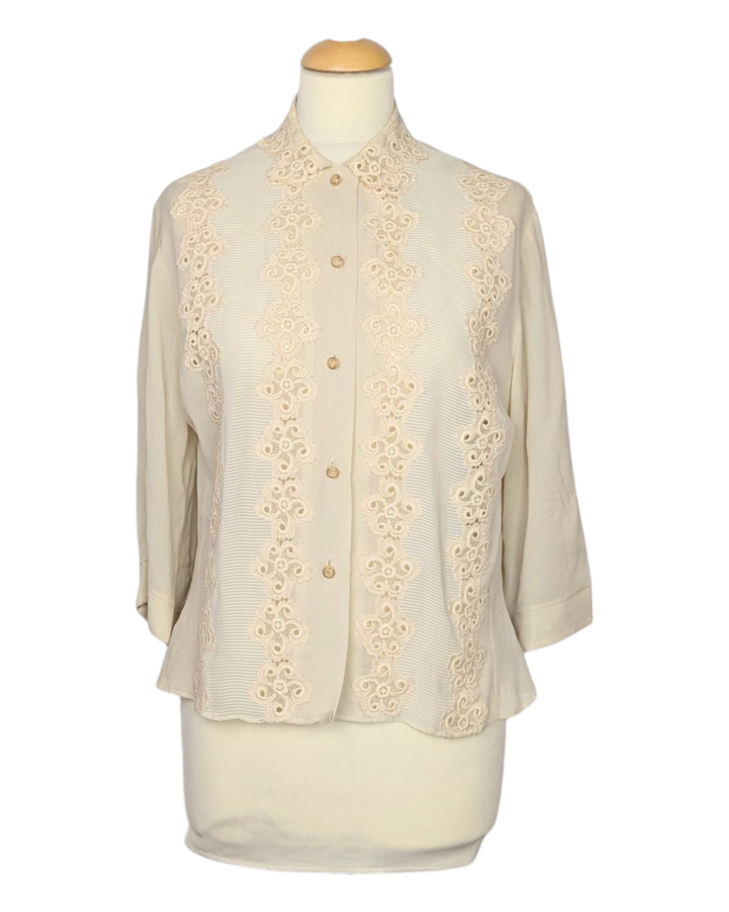 Chemisier beige brodé 50s