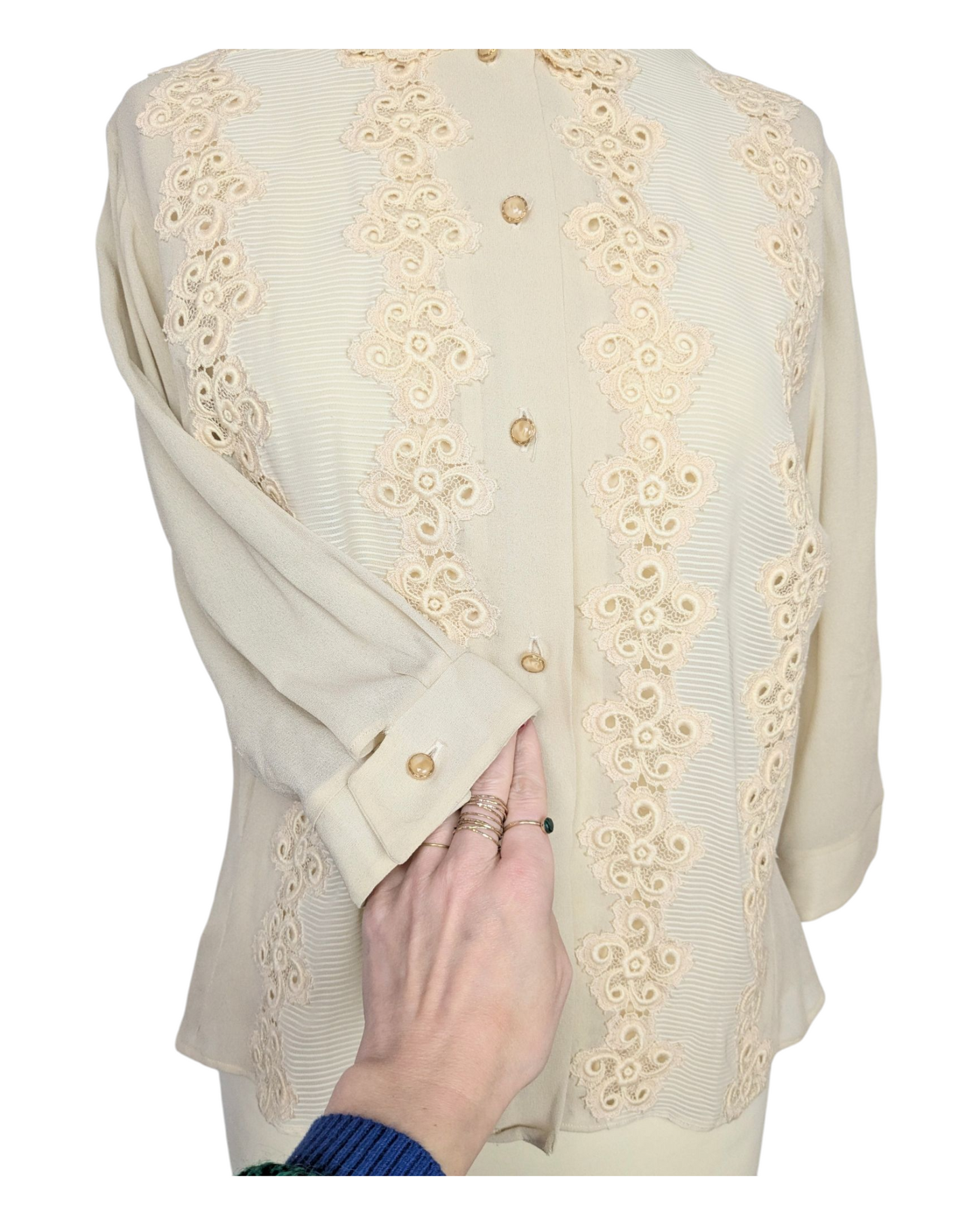 Chemisier beige brodé 50s