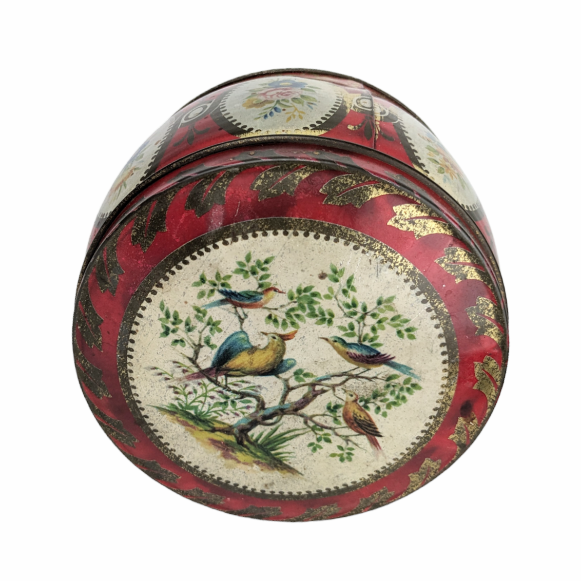 Boîte en fer oiseaux et fleurs