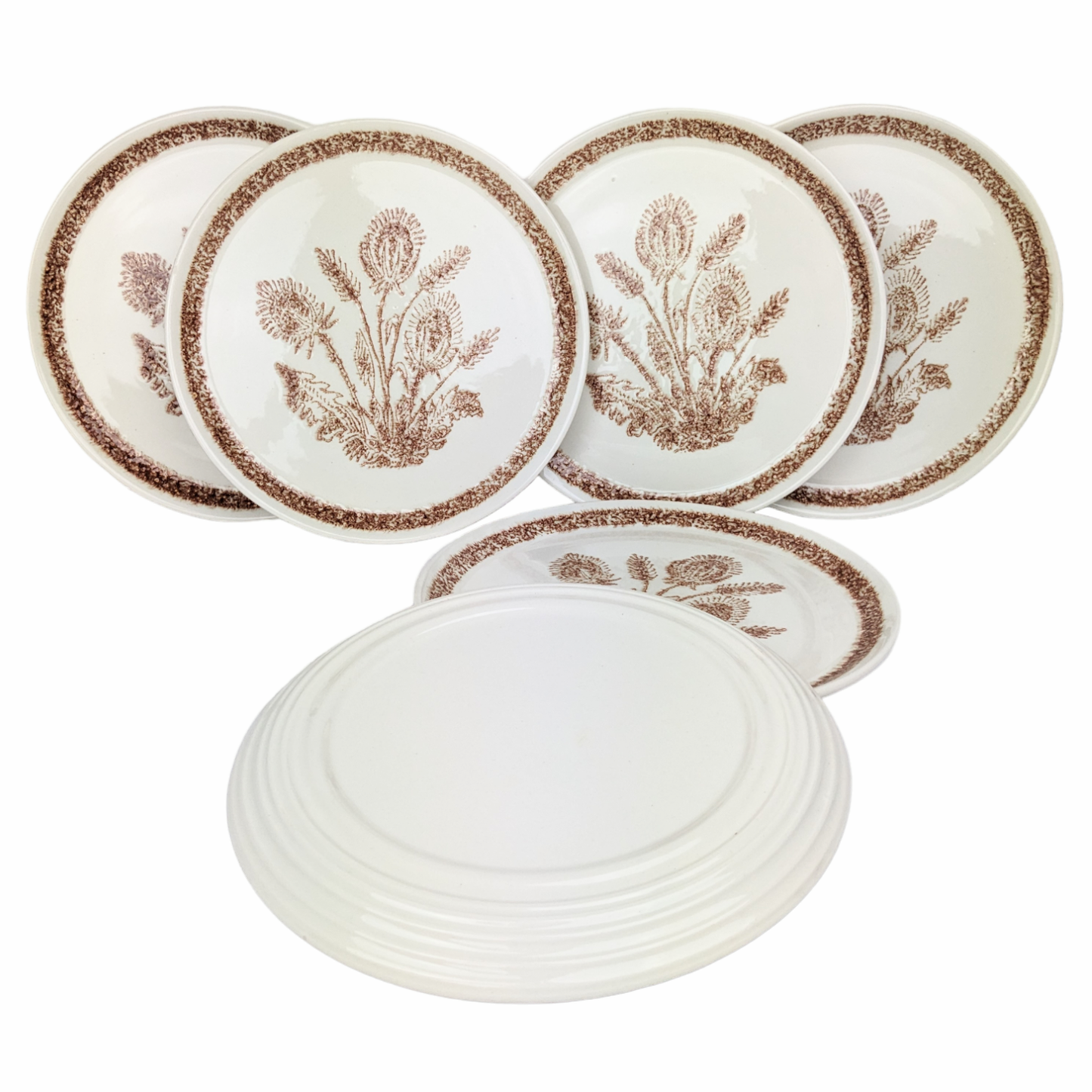 6 assiettes plates à fleurs 70s