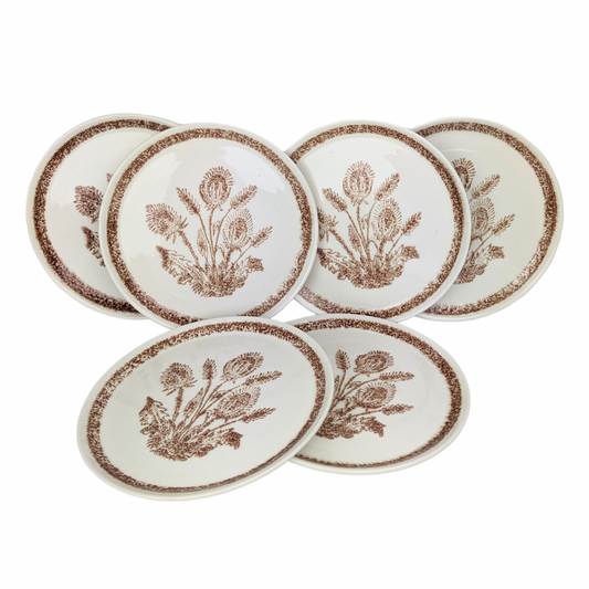 6 assiettes plates à fleurs 70s