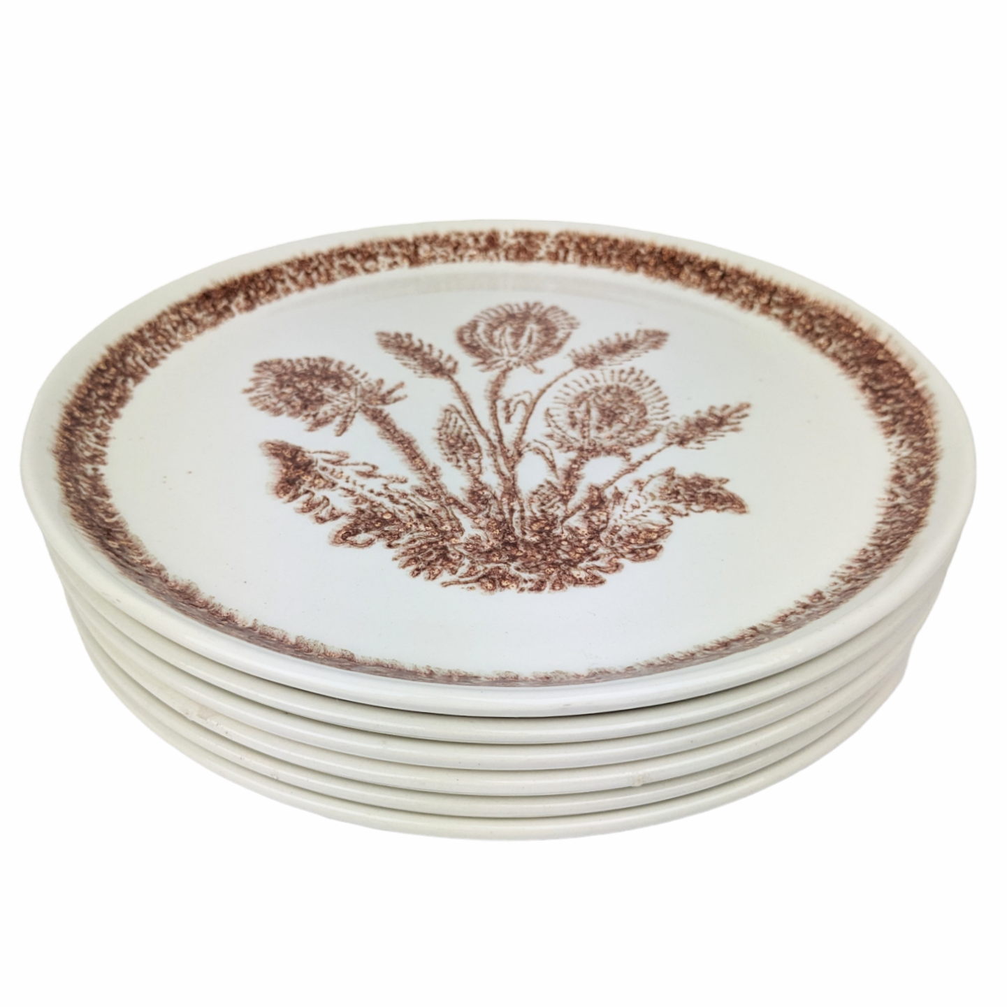 6 assiettes plates à fleurs 70s