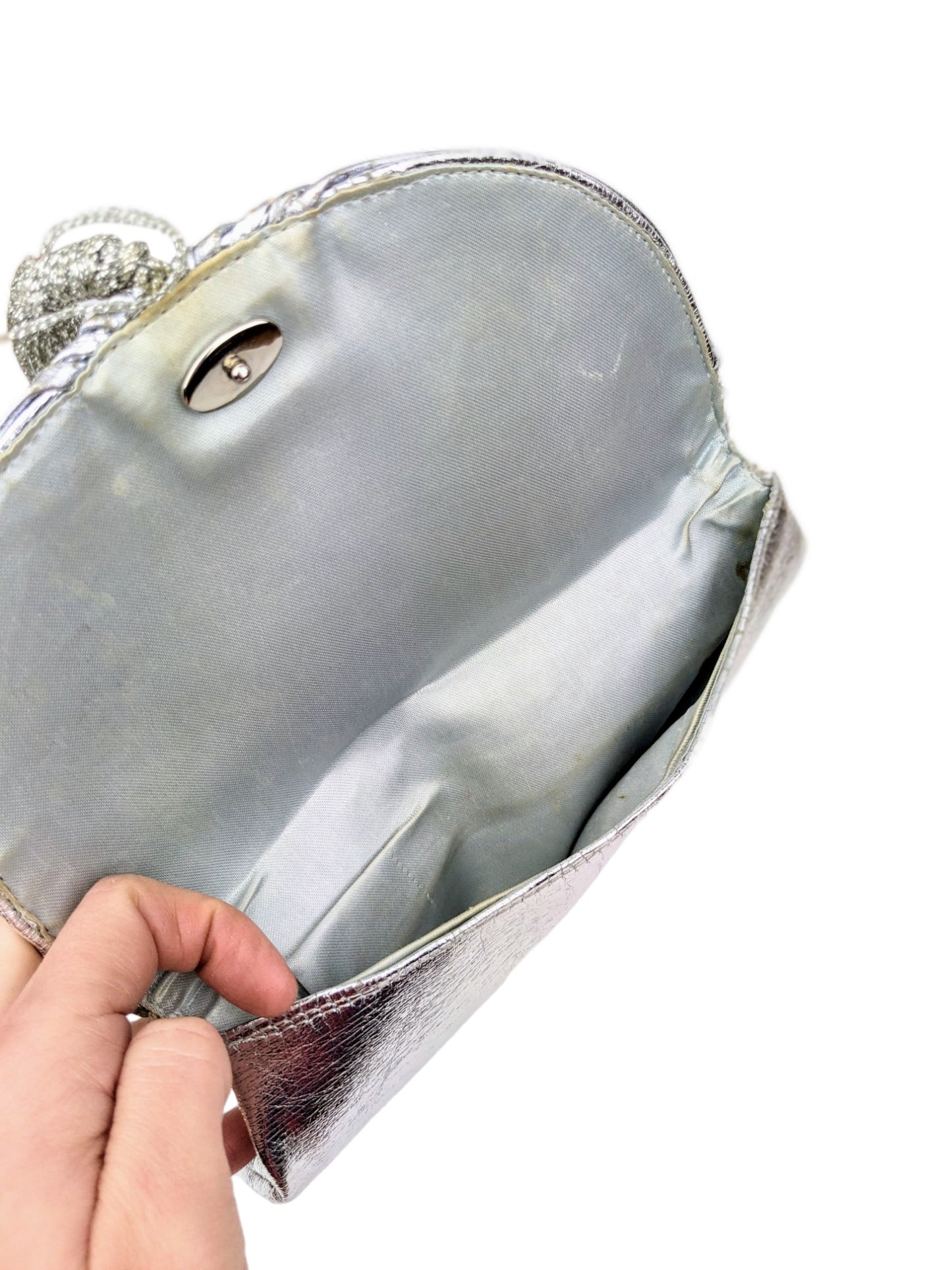 Pochette-sac de soirée argenté 60s